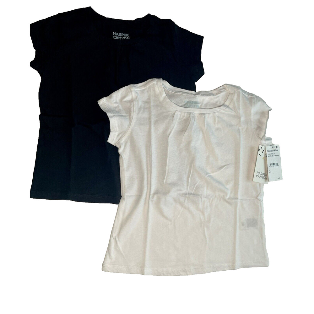 Girls Short Sleeve T-Shirt Size 3 Black & White ✨NEW✨ Harper Canyon Nordstrom~ 2